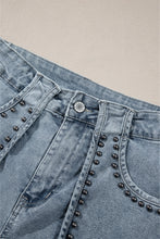 Cargar imagen en el visor de la galería, Dusk Blue Studded Acid Wash Jean Shorts
