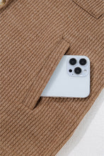 Load image into Gallery viewer, Dark Khaki Solid Color Corduroy Buttoned Long Sleeve Shacket
