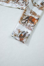 Load image into Gallery viewer, Brown Western Wild Horses Print Hollow-out High Neck Top
