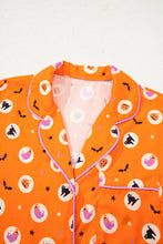 Load image into Gallery viewer, Orange Halloween Print Lapel Shirt Long 2pcs Pajama Set
