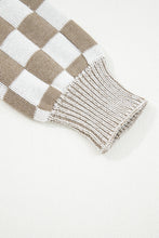 Load image into Gallery viewer, Brown Checkered Open Front Drop Shoulder Cardigan
