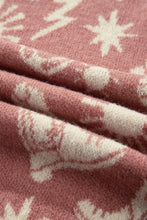 Cargar imagen en el visor de la galería, Peach Blossom Western Print Drop Shoulder Round Neck Long Sleeve Sweater
