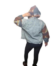 Load image into Gallery viewer, Aztec Jean Jacket Women&#39;s with Detachable Hood
