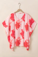 Cargar imagen en el visor de la galería, Red Curvy Girl Tie-dye Print 3/4 Sleeve Tunic Top
