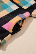 Cargar imagen en el visor de la galería, Multicolour Plaid Color Block Flap Pocket Buttoned Hoodie
