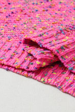 Cargar imagen en el visor de la galería, Dark Pink Colorful Spots Knitted V Neck Casual Sweater
