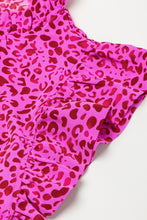 Cargar imagen en el visor de la galería, Hot Pink Leopard Print Ruffled Trim Tiered Maxi Dress
