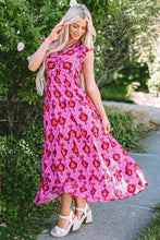 Cargar imagen en el visor de la galería, Bonbon Retro Print Twisted Front Ruffled Sleeve Maxi Dress
