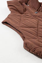 Cargar imagen en el visor de la galería, Coffee Longline Quilted Stand Collar Puffer Vest
