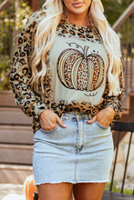 Load image into Gallery viewer, Brown Bleached Halloween Pumpkin Leopard Print Sweatshirt
