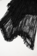 Load image into Gallery viewer, Black Lace Cascading Tiered High Waist Maxi Skirt
