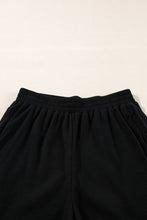 Cargar imagen en el visor de la galería, Black Waffle Knit Oversize Tee and Shorts Set
