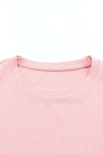 Load image into Gallery viewer, Pink Dotty Mesh Ruffle Sleeve Ribbed Knit Top
