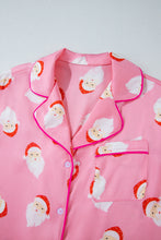 Load image into Gallery viewer, Pink Christmas Santa Claus Print Satin Shirt and Shorts Set
