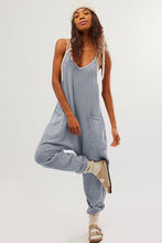 Load image into Gallery viewer, Gray Waffle Knit Spaghetti Straps Loose Fit Jumpsuit
