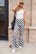 Cargar imagen en el visor de la galería, Black Checkerboard High Rise Casual Flared Pants
