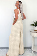 Load image into Gallery viewer, Beige Checkered Pocketed High Waist Wide Leg Overall
