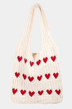 Cargar imagen en el visor de la galería, Fame Contrast Heart Crochet Tote Bag
