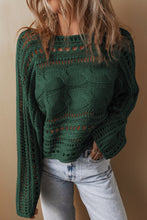 Cargar imagen en el visor de la galería, Blackish Green Hollow-out Cable Knit Cropped Sweater
