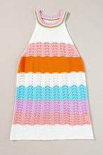 Cargar imagen en el visor de la galería, Multicolour Wavy Striped Print Textured Knit Sleeveless Sweater Top
