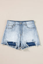 Cargar imagen en el visor de la galería, Light Blue Vintage Washed Raw Edge Jean Shorts
