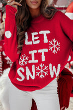 Cargar imagen en el visor de la galería, Red Dahlia LET IT SNOW Graphic Christmas Holiday Loose Sweater
