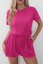 Load image into Gallery viewer, Bright Pink Casual Pleated Short Two-piece Set
