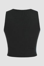 Cargar imagen en el visor de la galería, Black 3D Flower Decor Cropped Sweater Vest
