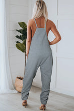 Load image into Gallery viewer, Gray Waffle Knit Spaghetti Straps Loose Fit Jumpsuit
