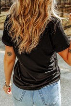 Load image into Gallery viewer, Black Sequin Heart Patched Pattern Crewneck Valentines Tee
