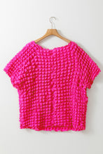 Load image into Gallery viewer, Strawberry Pink Bubble Textured Square Neck Short Sleeve Plus Size Top
