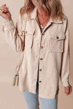 Cargar imagen en el visor de la galería, Oatmeal Corduroy Flap Pocket Button Up Shacket
