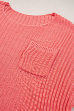 Cargar imagen en el visor de la galería, Fresh Salmon Rolled Cuffs Loose Knit Tee with Slits
