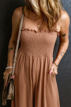 Cargar imagen en el visor de la galería, Dusty Pink Ruffled Shirred Wide Leg Sleeveless Jumpsuit
