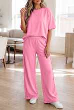 Cargar imagen en el visor de la galería, Sachet Pink Solid Cover Oversize Tee Pocketed Casual Pants 2pcs Outfit
