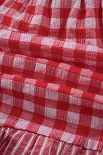 Cargar imagen en el visor de la galería, Red Gingham Print Ruffle Striped Detail Lace Tie Shorts
