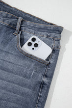 Load image into Gallery viewer, Medium Grey Plus Size Button Fly High Waist Ripped Straight Leg Jeans
