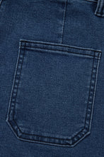 Load image into Gallery viewer, Sail Blue Scalloped Hemline Acid Wash High Waist Denim Shorts
