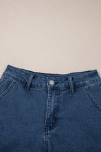 Load image into Gallery viewer, Sail Blue Scalloped Hemline Acid Wash High Waist Denim Shorts
