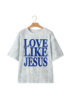 Cargar imagen en el visor de la galería, Gray Love Like Jesus Camouflage Oversized T Shirt
