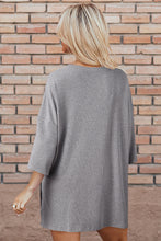 Load image into Gallery viewer, Light Grey Solid Color Loose Tunic Top and Slim Shorts Set
