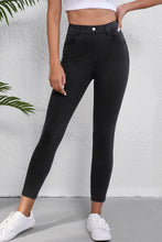 Cargar imagen en el visor de la galería, Black Skinny Fit Ankle High Waist Jeans
