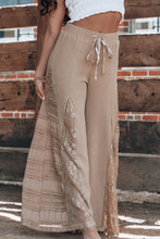 Load image into Gallery viewer, Smoke Gray Boho Lace Patchwork Wide Leg High Waist Pants
