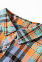 Load image into Gallery viewer, Orange Plus Size Plaid Print Buttoned Shirt
