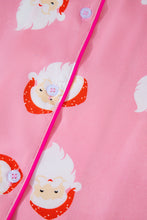 Cargar imagen en el visor de la galería, Pink Christmas Santa Claus Print Satin Shirt and Shorts Set
