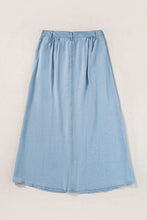 Load image into Gallery viewer, Mist Blue Fully Buttoned Long Denim Skirt
