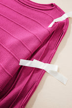 Cargar imagen en el visor de la galería, Hot Pink Bow Knot Cut Out Round Neck Loose Sweater
