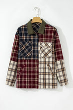 Load image into Gallery viewer, Red Mixed Plaid Patchwork Retro Shacket
