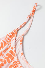 Load image into Gallery viewer, Orange Abstract Print Spaghetti Straps Backless Tiered Maxi Dress
