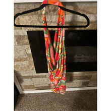 Load image into Gallery viewer, Vintage Y2K Wet Seal Floral Halter Drape Neck Tank Top - Orange Multi
